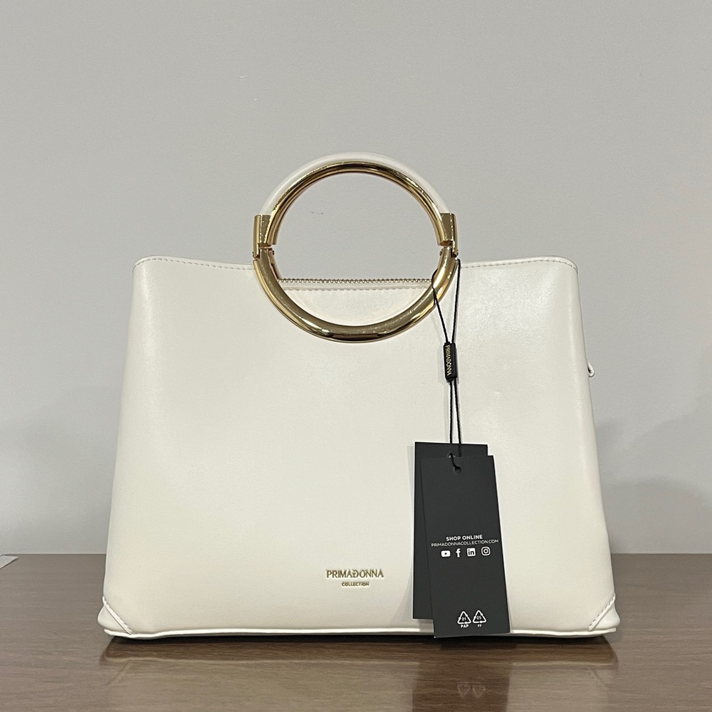 Prima Donna white Satchel with Gold Ring Handle